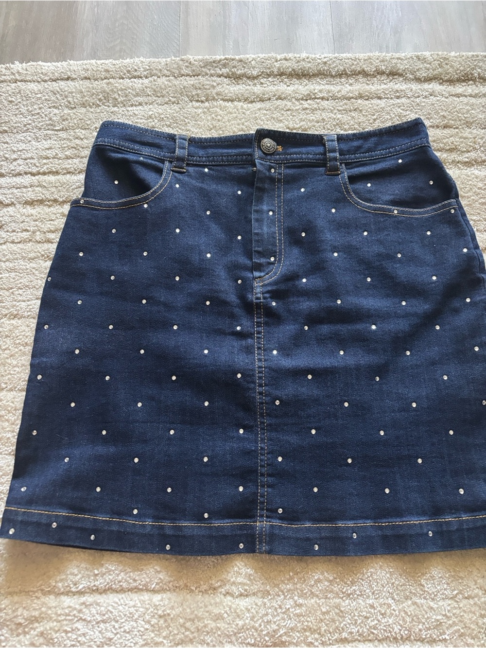 Cinq a Sept Women's Blue and  w/silver stones Skirt Classic